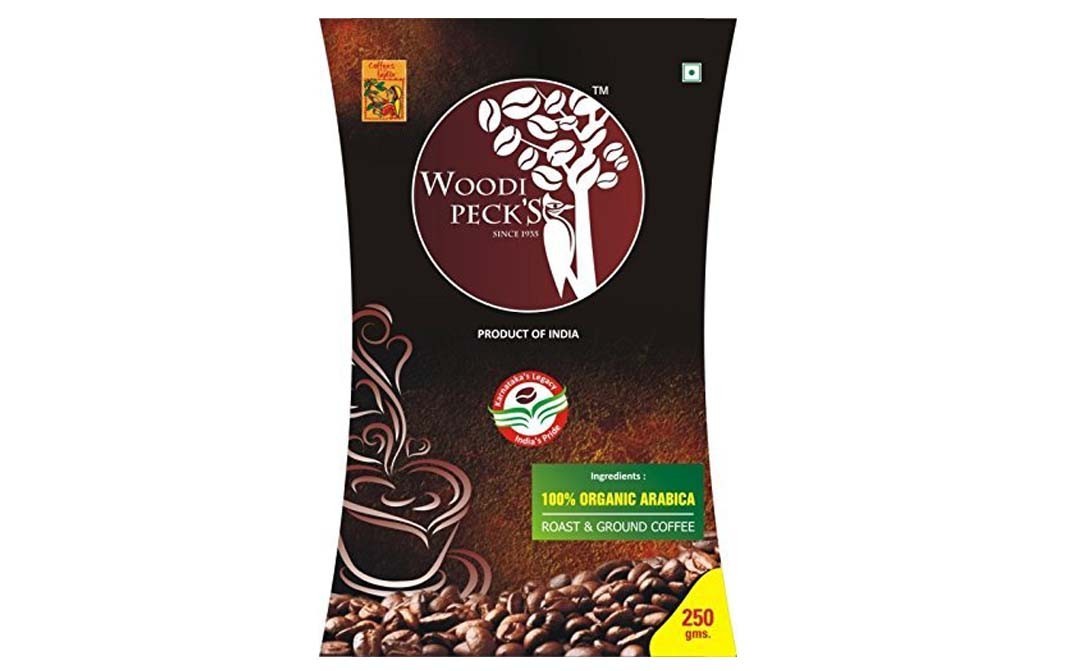 Woodi Peck's Organic Arabica, Roasted & Ground Coffee   Pack  250 grams
